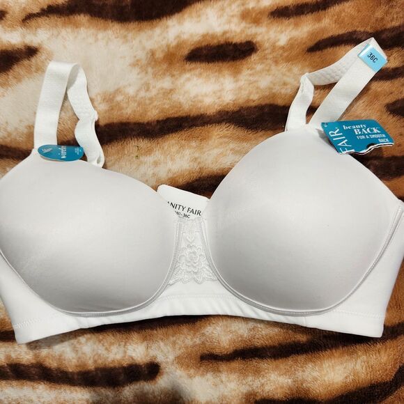 Vanity Fair Bra Size 36C Wirefree White Smooth Back Adjustable Straps - Picture 1 of 7